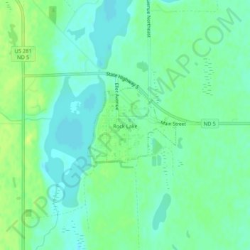 Rocklake topographic map, elevation, terrain