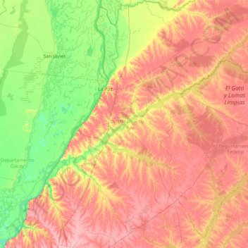 Departamento La Paz topographic map, elevation, terrain
