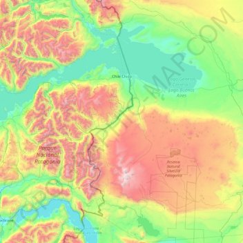 Chile Chico topographic map, elevation, terrain