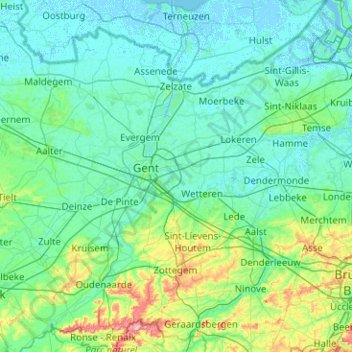 East Flanders topographic map, elevation, terrain