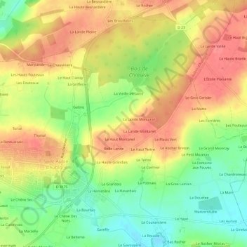 Le Vieux Moulin topographic map, elevation, terrain