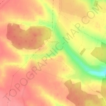 Soroky topographic map, elevation, terrain