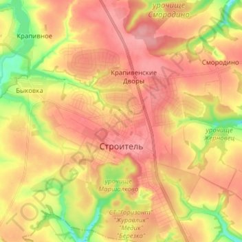 Stroitel topographic map, elevation, terrain