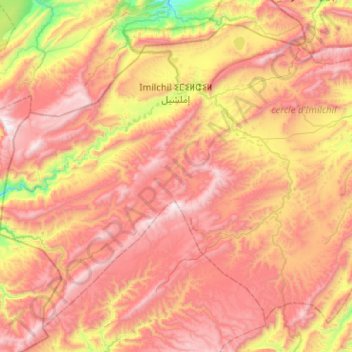 Imilchil topographic map, elevation, terrain