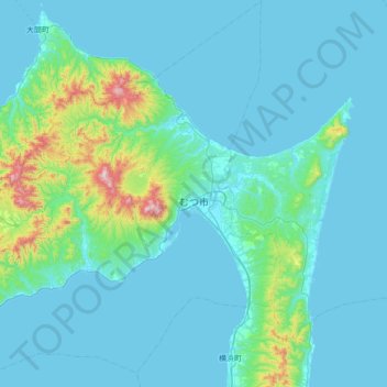 Mutsu topographic map, elevation, terrain