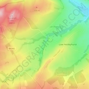 Hesleyhurst topographic map, elevation, terrain