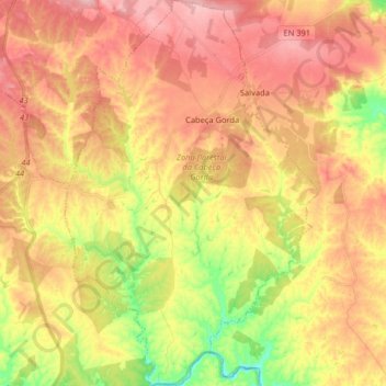 Cabeça Gorda topographic map, elevation, terrain