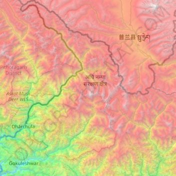 Darchula District (Nepal) topographic map, elevation, terrain