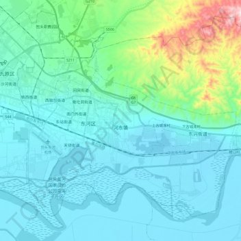 河东镇 topographic map, elevation, terrain