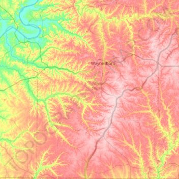 Wayne County topographic map, elevation, terrain