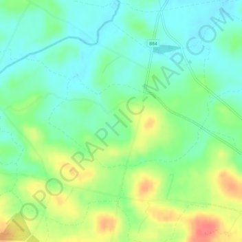 Oughterard topographic map, elevation, terrain