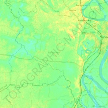 Purbasthali - I topographic map, elevation, terrain