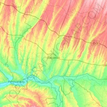 Babaeski topographic map, elevation, terrain