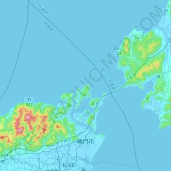 Naruto topographic map, elevation, terrain