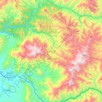 Sozoranga topographic map, elevation, terrain