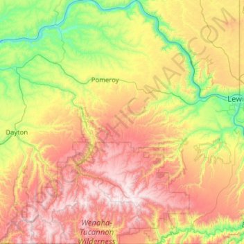 Garfield County topographic map, elevation, terrain