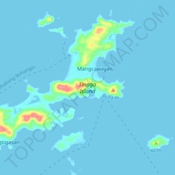 Tinaga Island topographic map, elevation, terrain
