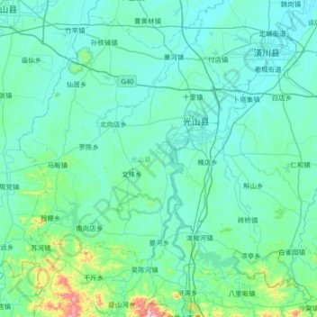 光山县 topographic map, elevation, terrain