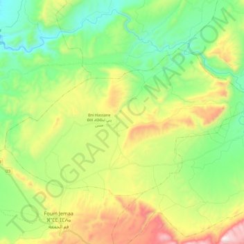 Bni Hassane topographic map, elevation, terrain