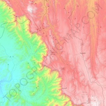 Al Mandaq topographic map, elevation, terrain