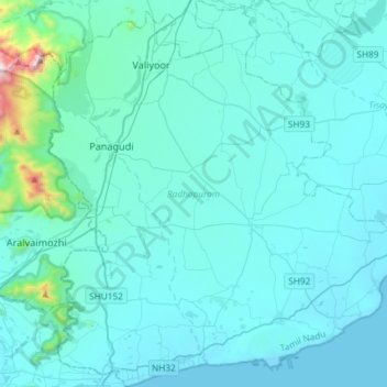 Radhapuram topographic map, elevation, terrain