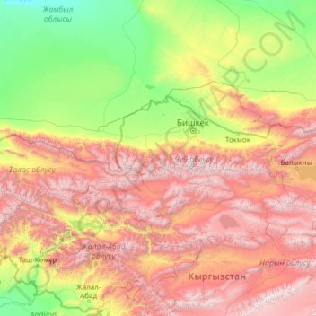 Киргизский хребет topographic map, elevation, terrain