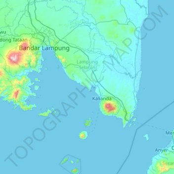 Lampung Selatan topographic map, elevation, terrain