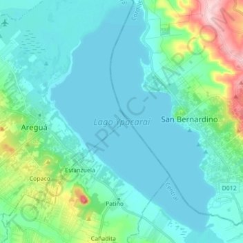 Lago Ypacaraí topographic map, elevation, terrain