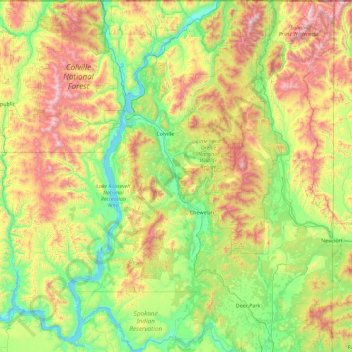 Stevens County topographic map, elevation, terrain