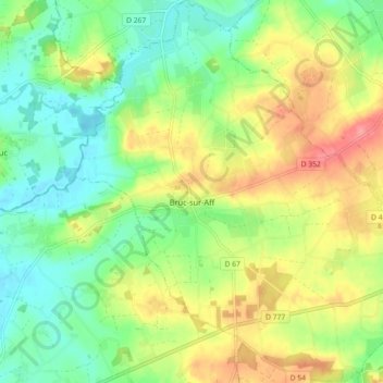 Bruc-sur-Aff topographic map, elevation, terrain