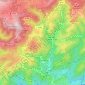 Cassagnoles topographic map, elevation, terrain