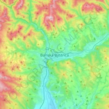 Banská Bystrica topographic map, elevation, terrain