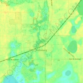 Vicksburg topographic map, elevation, terrain
