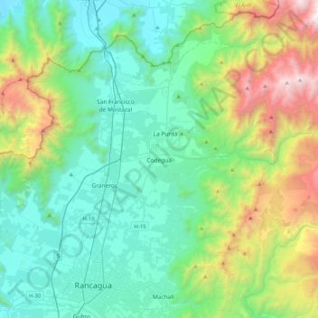 Codegua topographic map, elevation, terrain