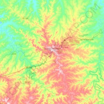 Cornélio Procópio topographic map, elevation, terrain