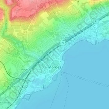 Morges topographic map, elevation, terrain