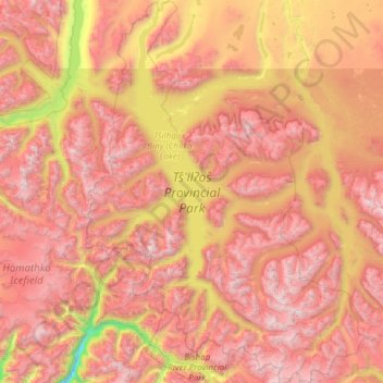 Tŝ'ilʔoŝ Provincial Park topographic map, elevation, terrain