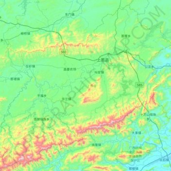 上思县 topographic map, elevation, terrain