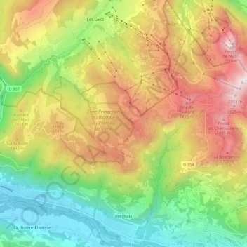 Verchaix topographic map, elevation, terrain