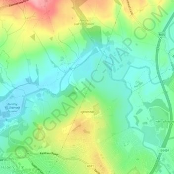 Ightenhill topographic map, elevation, terrain