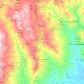 Santa Domenica Vittoria topographic map, elevation, terrain