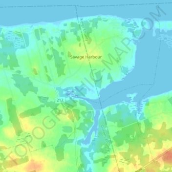 Savage Harbour, Queen's County topographic map, elevation, terrain