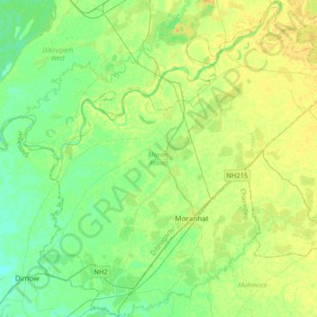 Moranhat topographic map, elevation, terrain