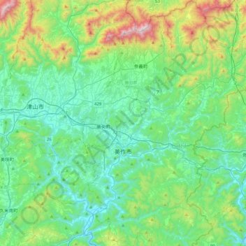 Maniwa County topographic map, elevation, terrain