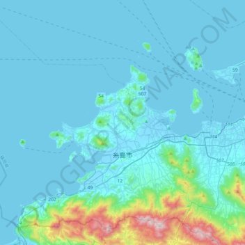 Itoshima topographic map, elevation, terrain
