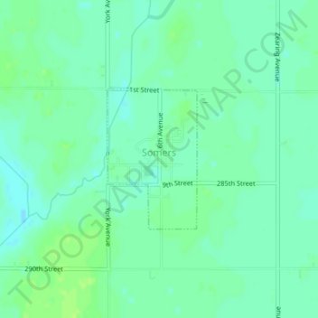 Somers topographic map, elevation, terrain