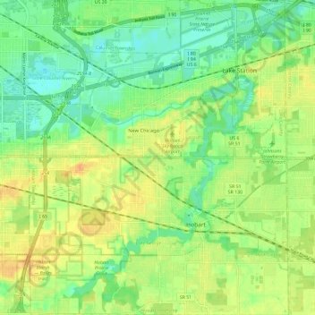 Hobart Township topographic map, elevation, terrain