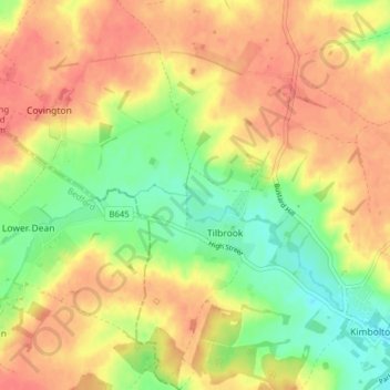 Tilbrook topographic map, elevation, terrain