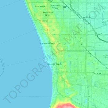 Redondo Beach topographic map, elevation, terrain