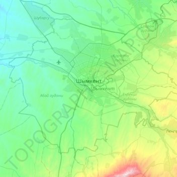 Shymkent topographic map, elevation, terrain